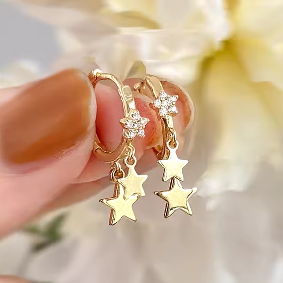 Jewelry - Gold Filled Cubic Zirconia Star Earrings
